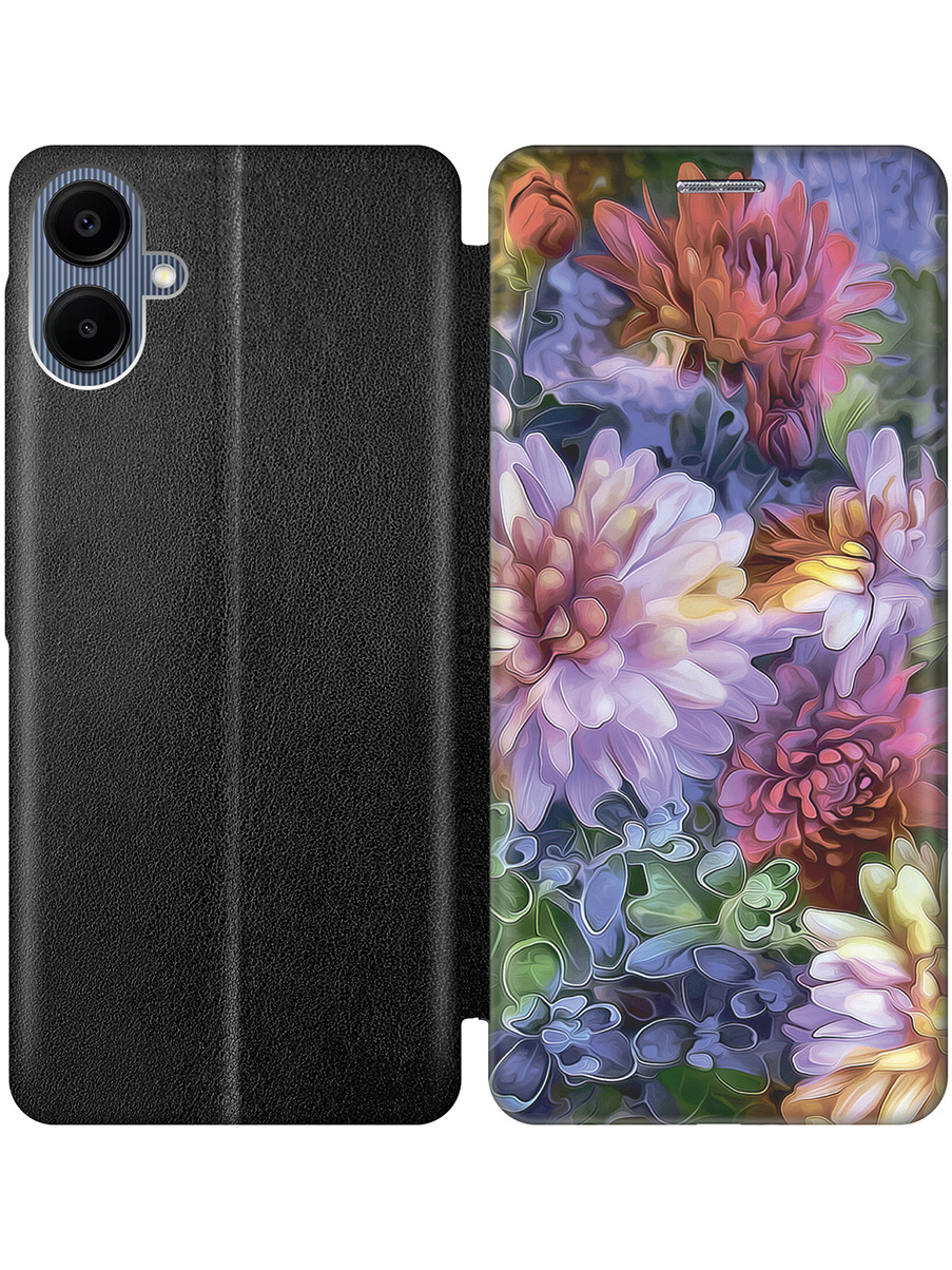 

Чехол-книжка на Samsung Galaxy A06 с принтом "Цветные хризантемы" черный, Черный;красный;фиолетовый, 786717521