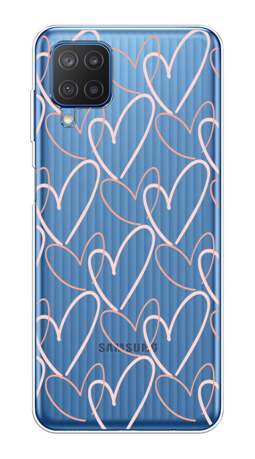 

Чехол на Samsung Galaxy A12/M12 "Узор из сердечек", Розовый;бежевый, 2102650-6