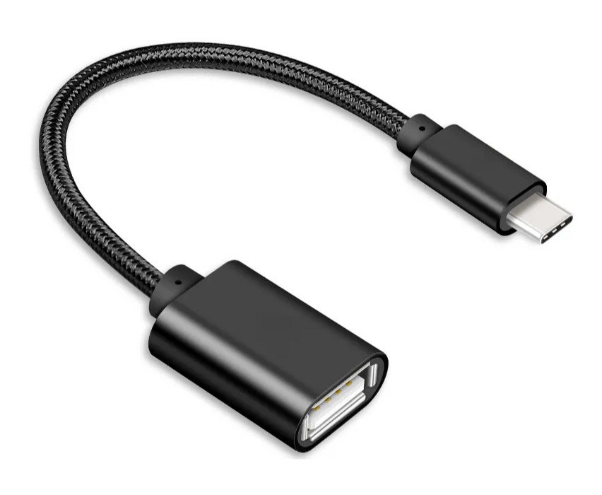 Кабель USB Type C мама - папа в нейлоновой оплетке / Адаптер переходник OTG / USB 600010066295 черный