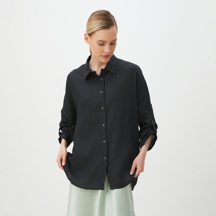 

Рубашка женская Maison David BLN922 черная L, Черный, BLN922
