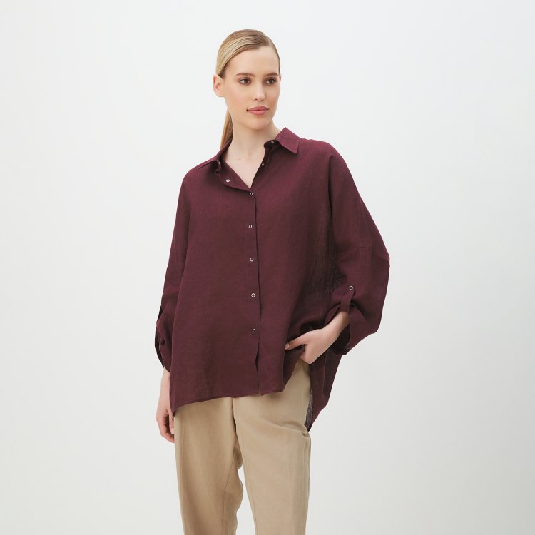 

Рубашка женская Maison David BLN922 бордовая M, Бордовый, BLN922