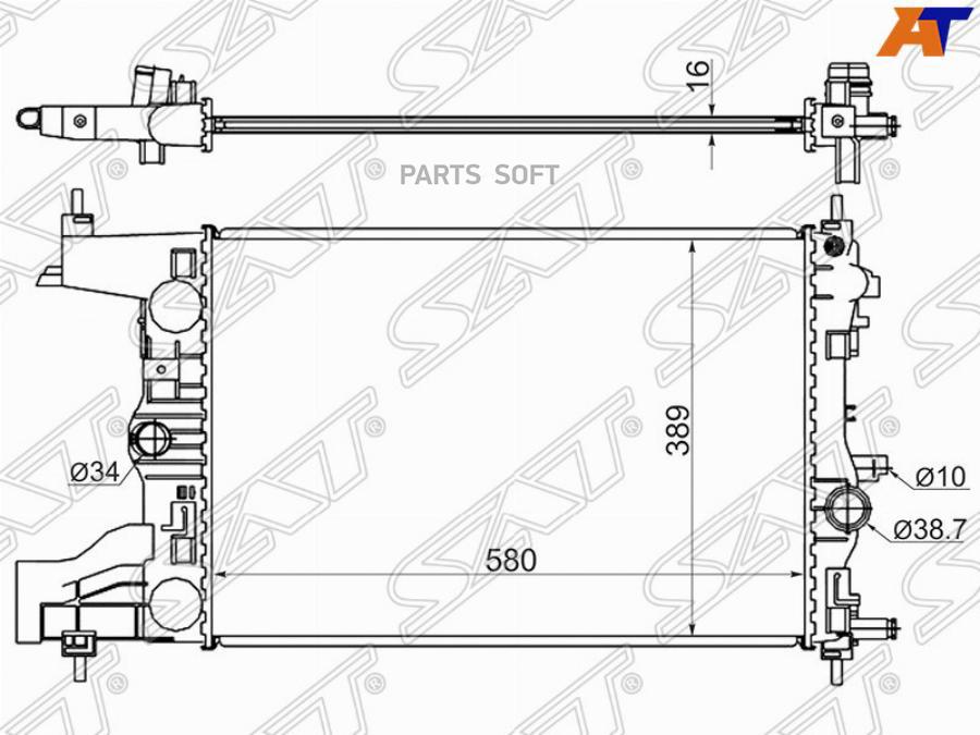 

SAT Радиатор CHEVROLET CRUZE 1.6/1.8 09- // ORLANDO/ZAFIRA C 1.8 10- // OPEL ASTRA J 1.4/1