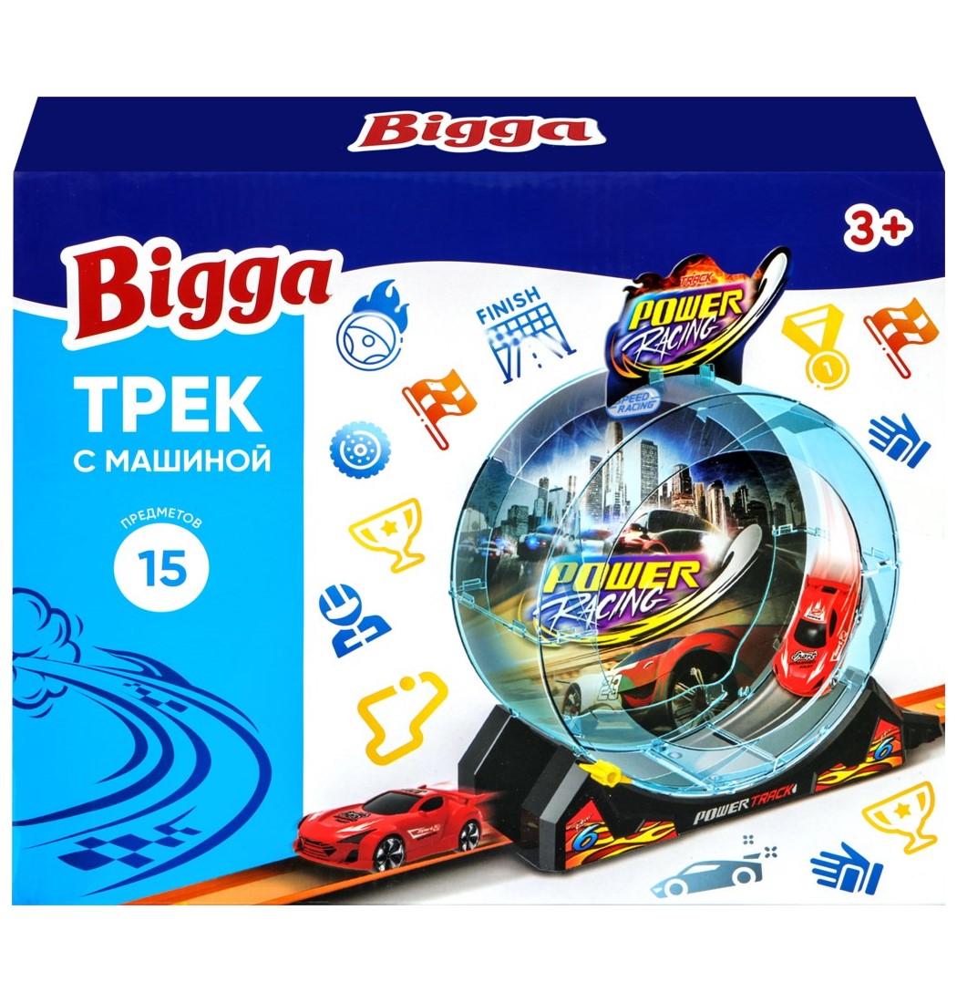 Игровой набор Bigga трек с машиной 15 предметов