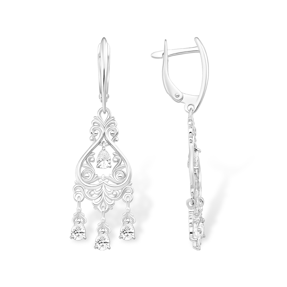

Серьги шандельеры из серебра ЯХОНТ Золотой 2730699, фианит, 2730699