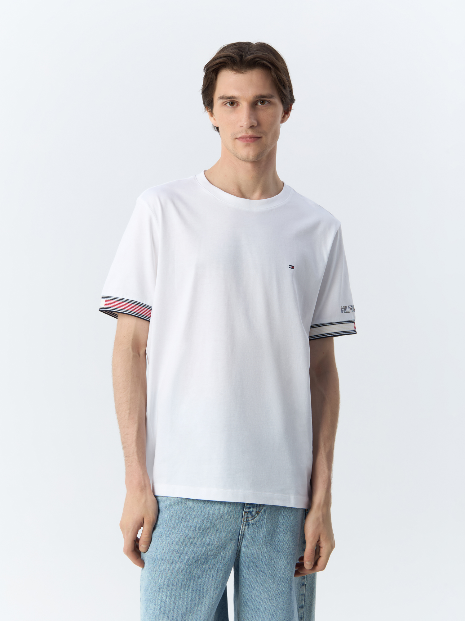 

Футболка мужская Tommy Hilfiger MW0MW34430YBR белая L, Белый, MW0MW34430