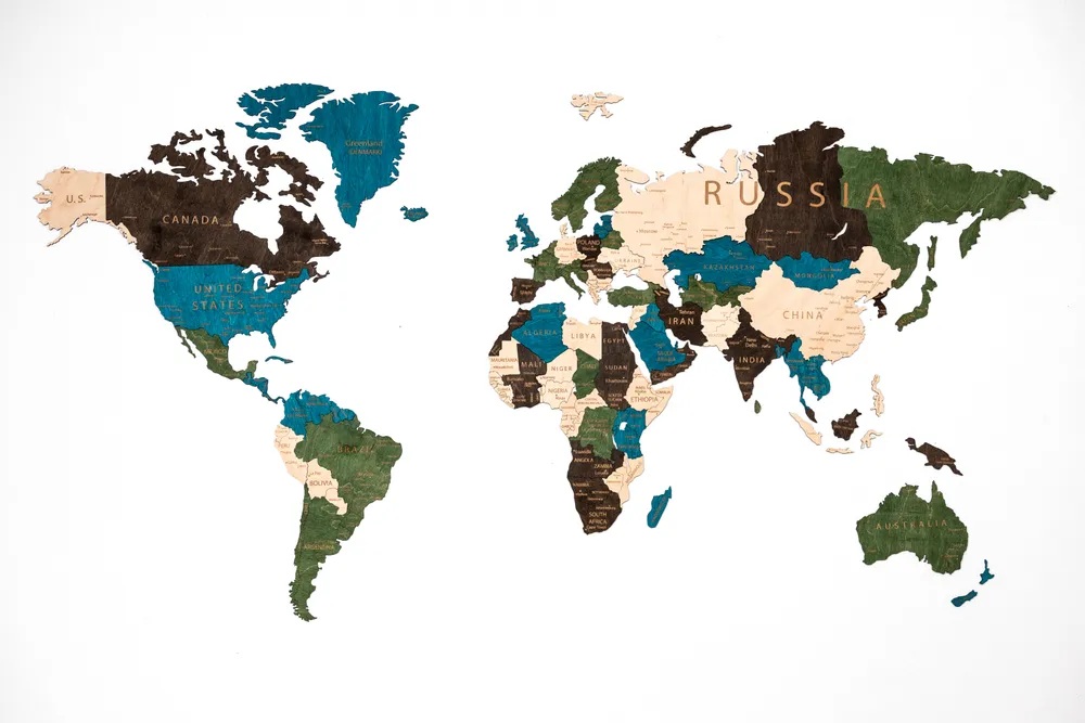Декор Карта мира на англ. языке одноуровневый, цветной, L 3187, 60х105 см