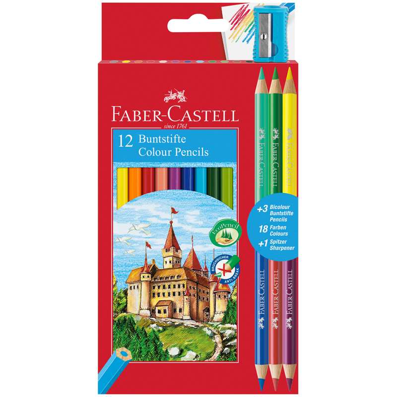 фото Карандаши цветные faber-castell замок 18 цветов + точилка