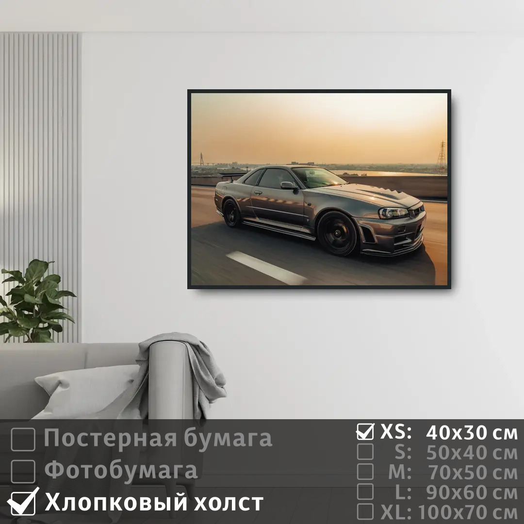 

Постер на холсте ПолиЦентр Ниссан машина на стену 40х30 см, НиссанМашинаНаСтену