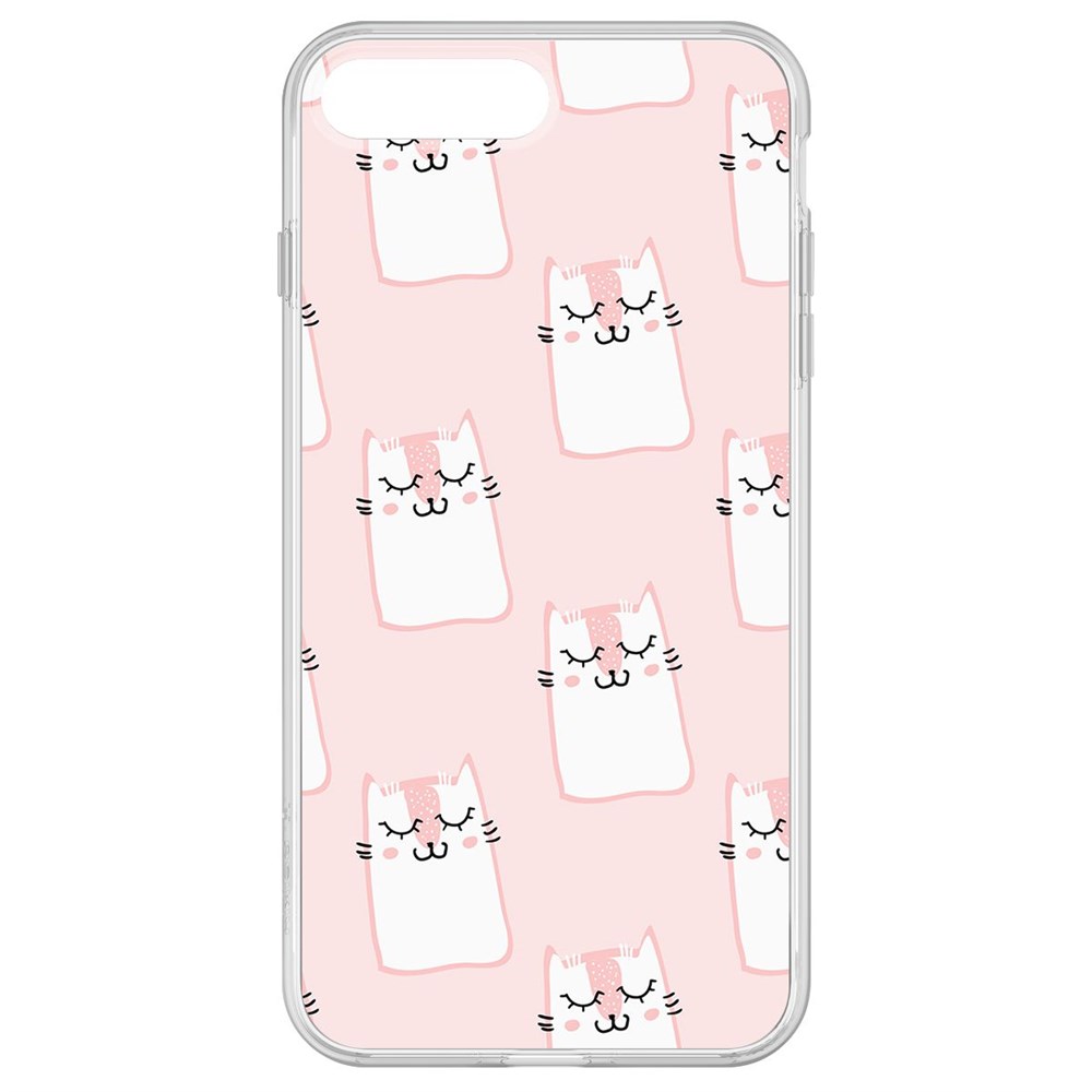 

Чехол-накладка Krutoff Clear Case Котики паттерн для iPhone 7 Plus, Прозрачный