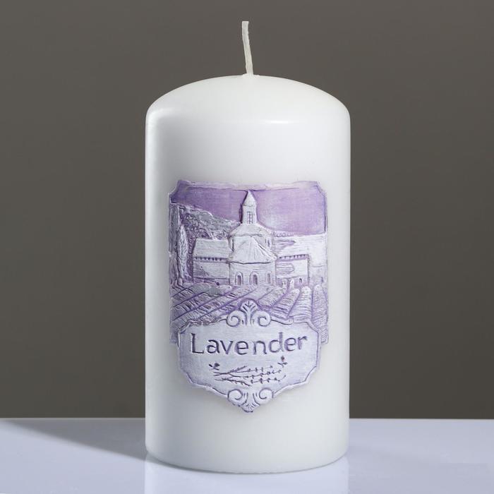 фото Свеча - цилиндр ароматическая "лавандовое поле", 8×15 см, белая trend decor candle