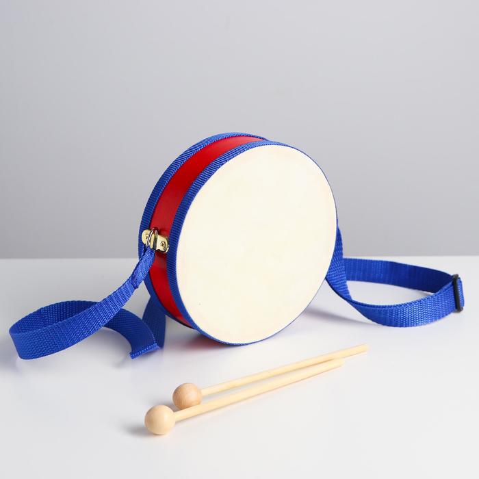 фото Игрушка музыкальная «барабан», бумажная мембрана, размер: 14 ? 14 ? 4,5 см, цвета микс лесная мастерская