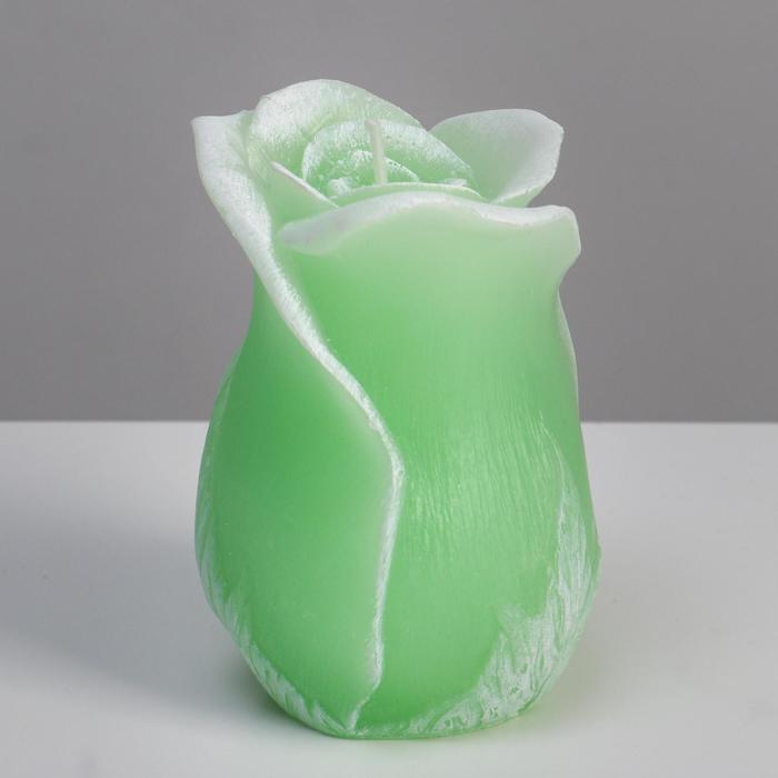 фото Свеча фигурная ароматическая "роза", 8х12,5 см, виноград, зеленая trend decor candle