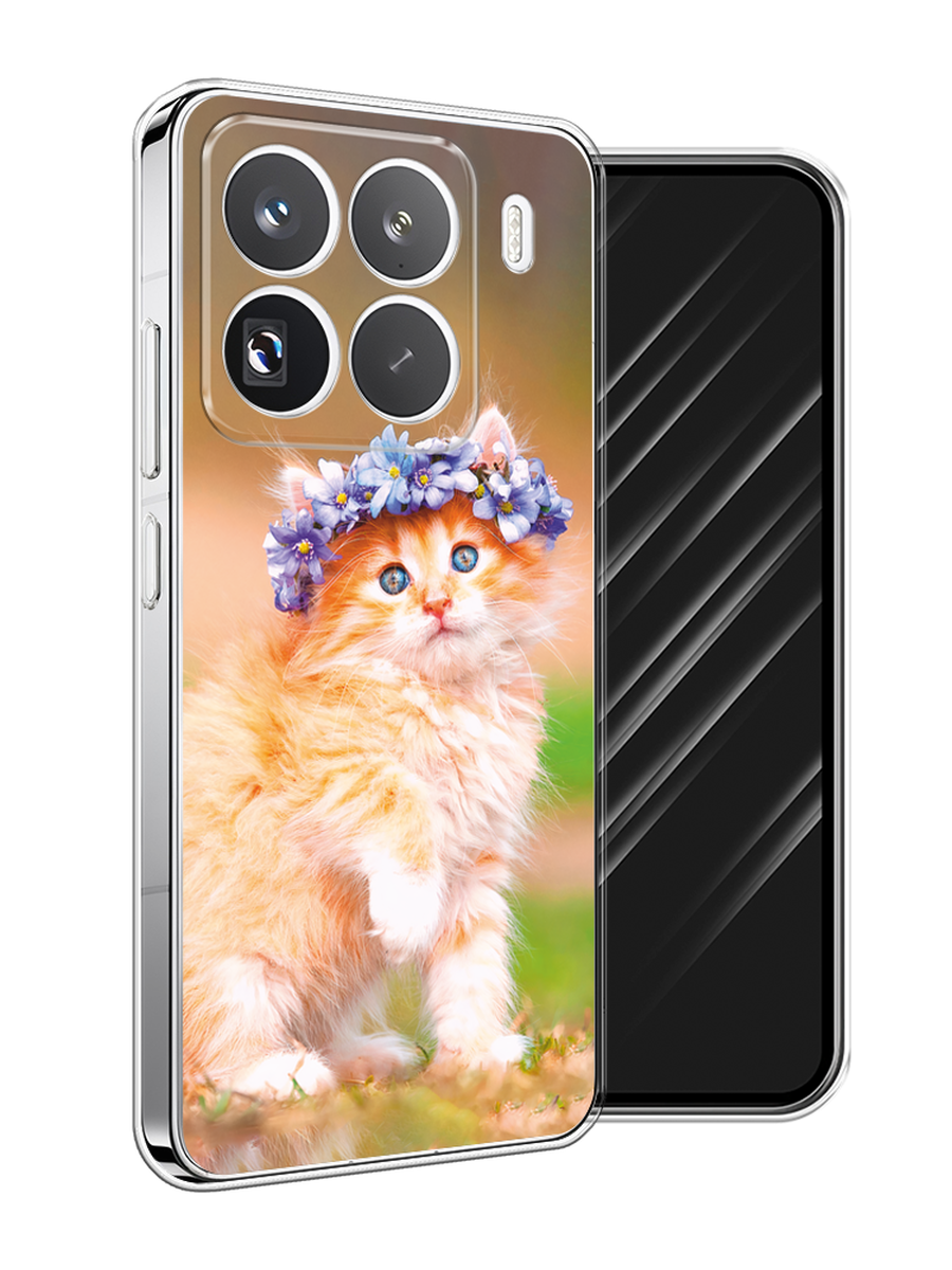 

Чехол Awog на Xiaomi 15 Pro "Рыжий кот в венке", Коричневый;синий, 323750-1