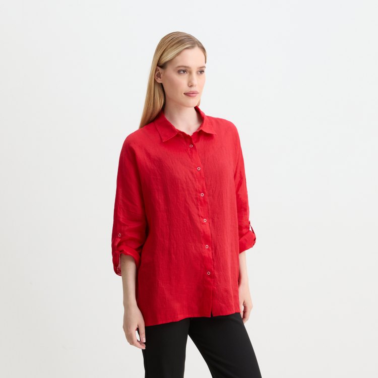 

Рубашка женская Maison David BLN922 красная XS, Красный, BLN922