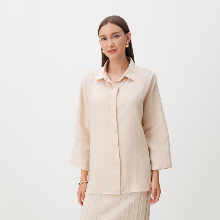 

Рубашка женская Maison David BLN922 бежевая XS, Бежевый, BLN922