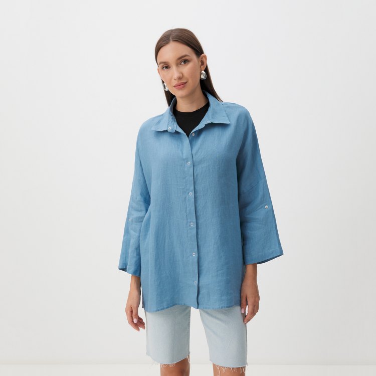 

Рубашка женская Maison David BLN922 голубая L, Голубой, BLN922