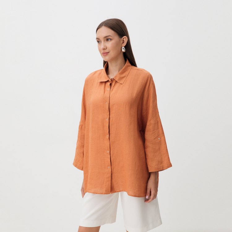 

Рубашка женская Maison David BLN922 оранжевая S, Оранжевый, BLN922