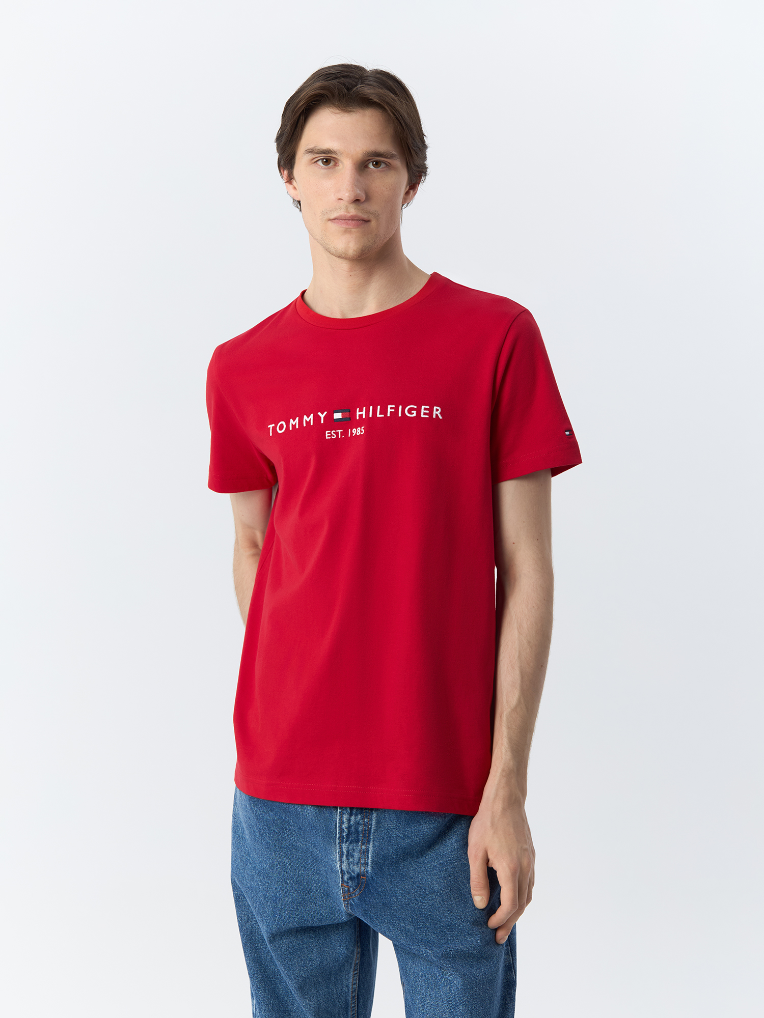 

Футболка мужская Tommy Hilfiger Logo T-shirt MW0MW11797XLG красная L, Красный, Logo T-shirt