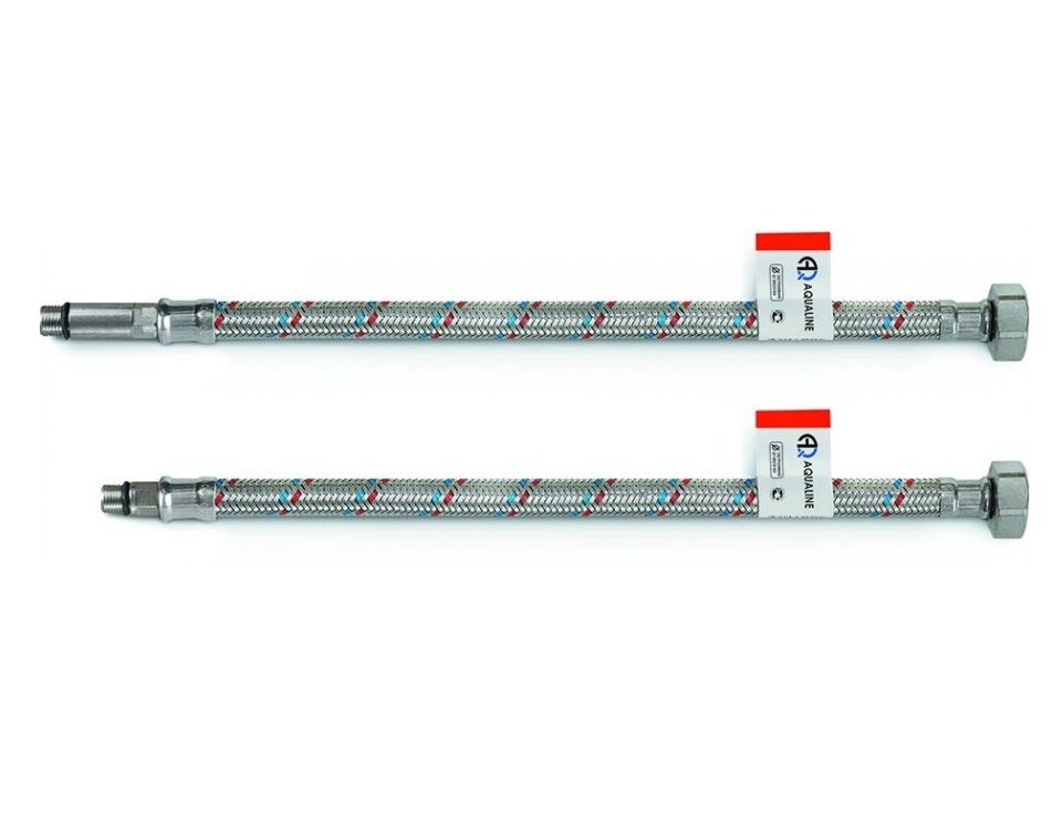

Гибкая подводка AQUALINE для смесителя 2м 1/2" (пара), Серый, AQUALINE M10-1/2"