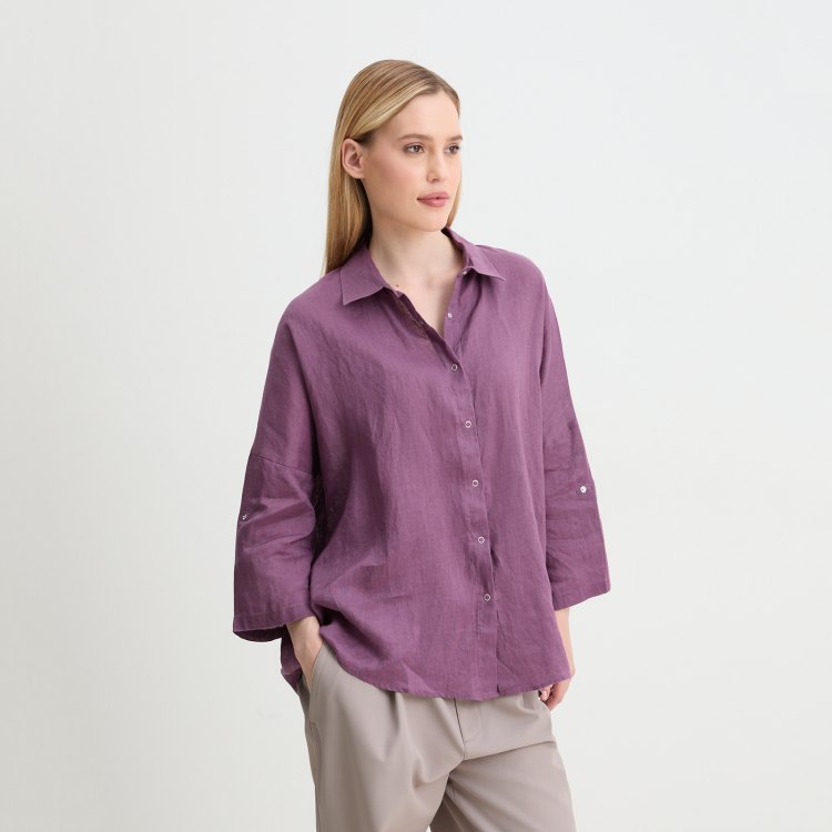 

Рубашка женская Maison David BLN922 фиолетовая XS, Фиолетовый, BLN922