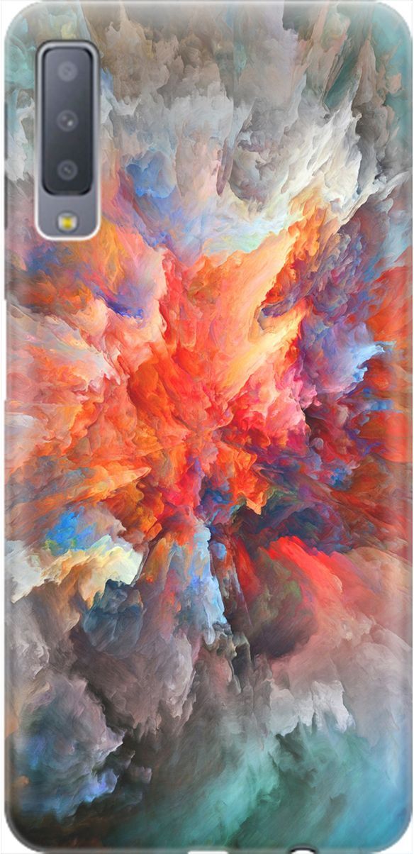 

Силиконовый чехол на Samsung Galaxy A7 (2018) с принтом "Взрыв цвета", Оранжевый;серый, 1980