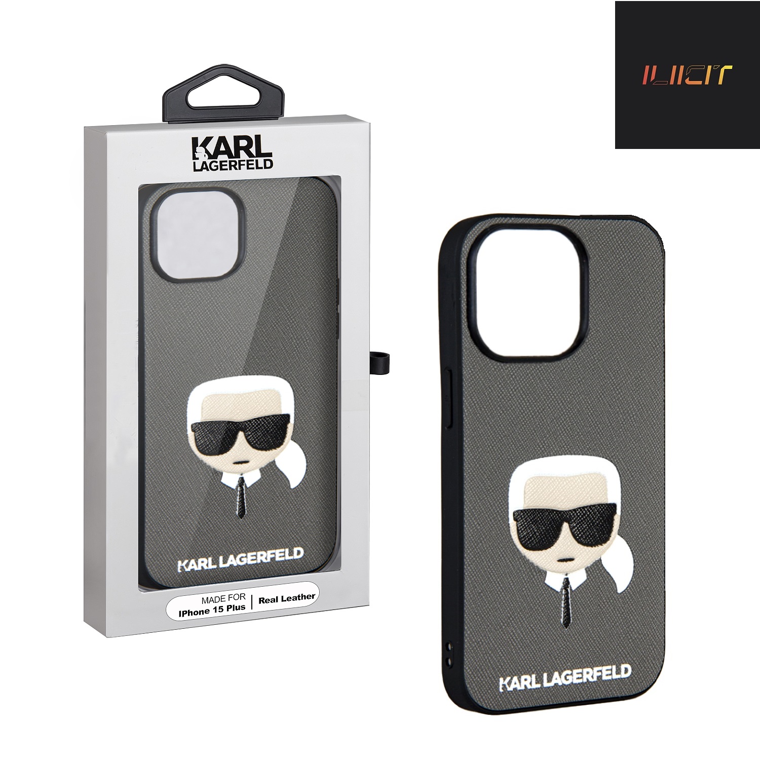 

Чехол iPhone 15 Plus KARL LAGERFELD SAKH, серебристый (IS974194)