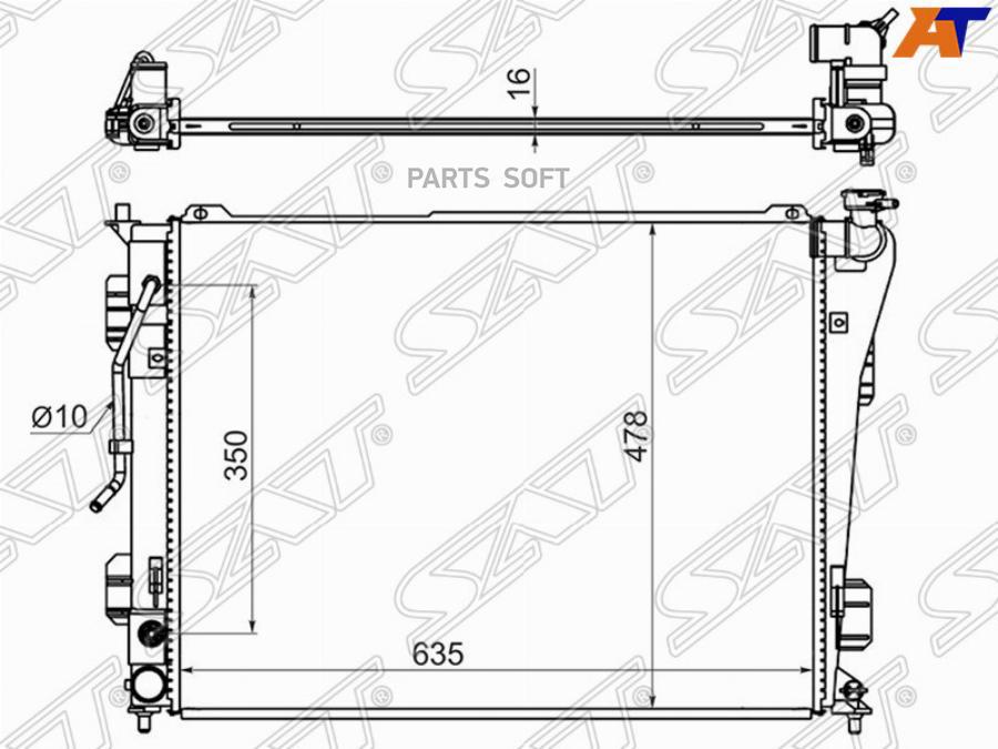 

Радиатор Hyundai Sonata 2.0/2.4 10-/Grandeur / Azera 11-/Kia Optima 2.0/2.4 10- Sat H