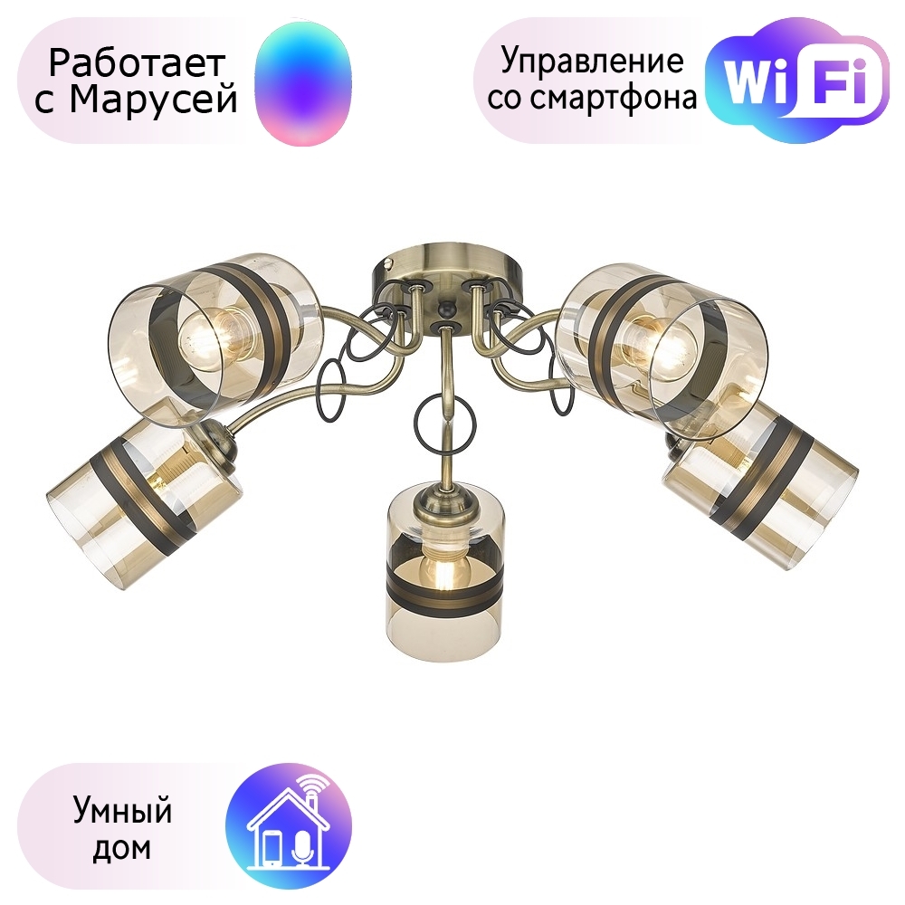 

Потолочная люстра Velante с поддержкой Маруся 217-507-05-М