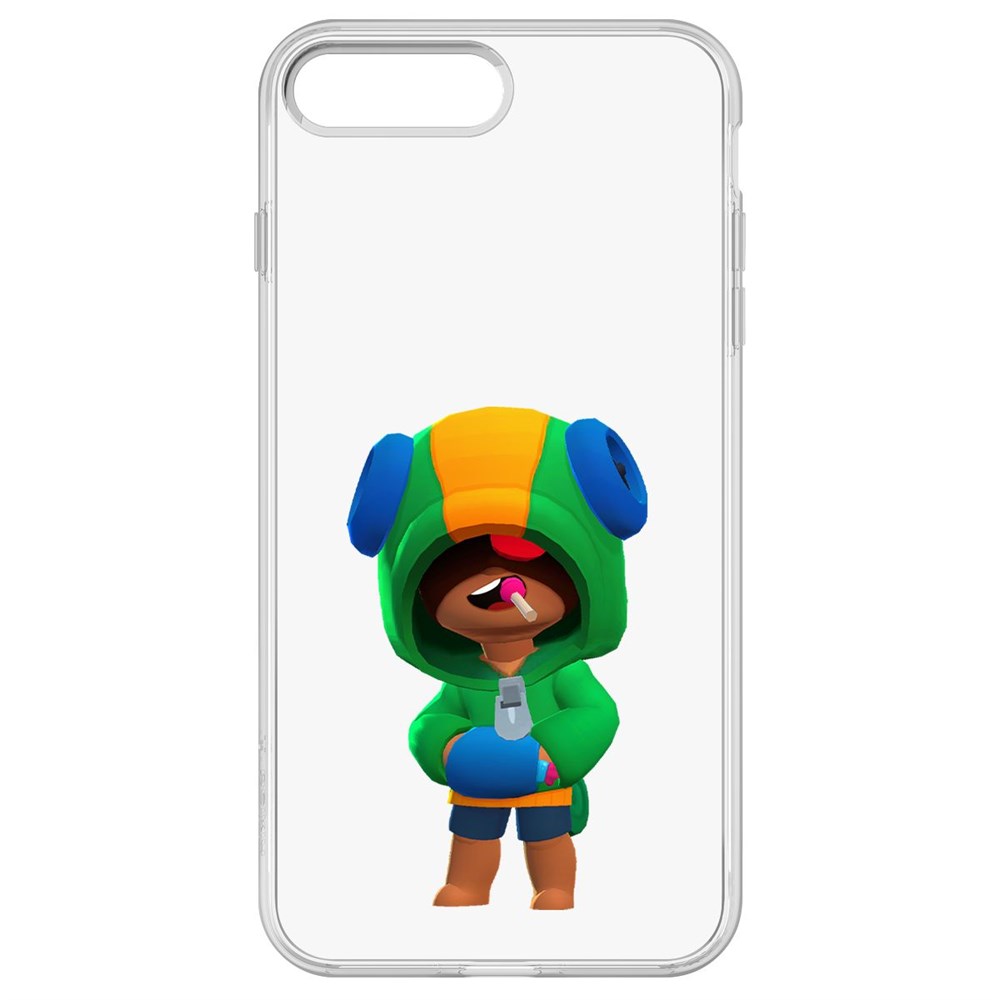 

Чехол-накладка Krutoff Clear Case Brawl Stars-Леон для iPhone 8 Plus, Прозрачный