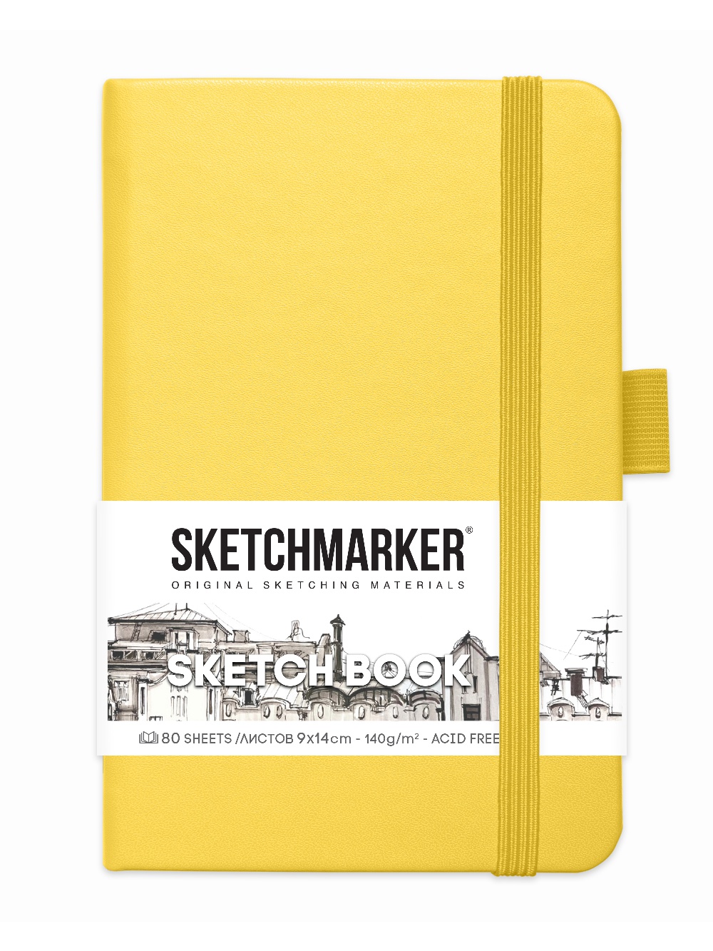 фото Скетчбук sketchmarker 2314301sm 140г/м2 9х14см. 160 стр., цвет: лимонный