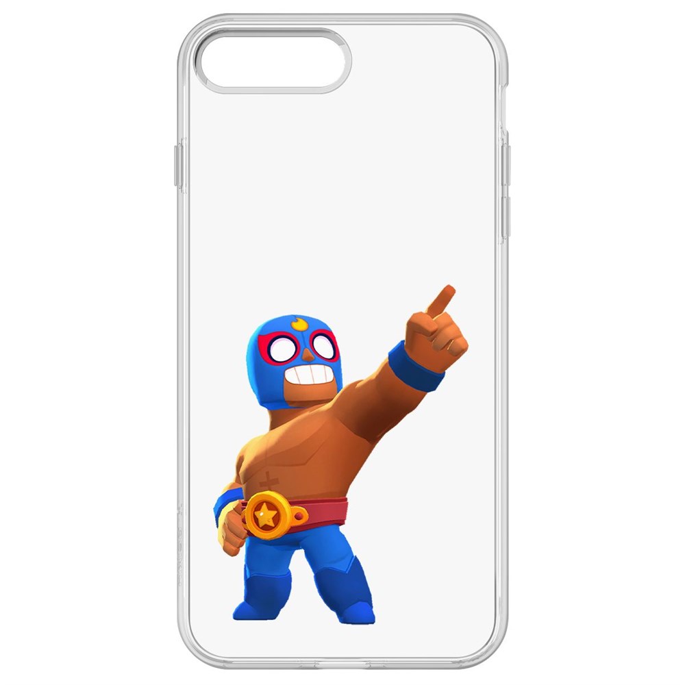 

Чехол-накладка Krutoff Clear Case Brawl Stars-Эль Примо для iPhone 8 Plus, Прозрачный
