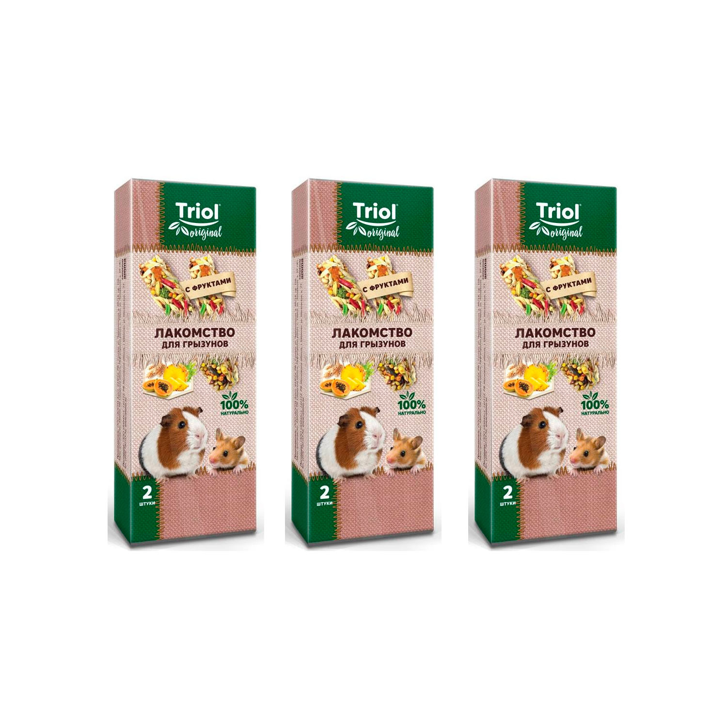 

Лакомство для грызунов Triol Original с фруктами, 3 шт по 50 г, с фруктами