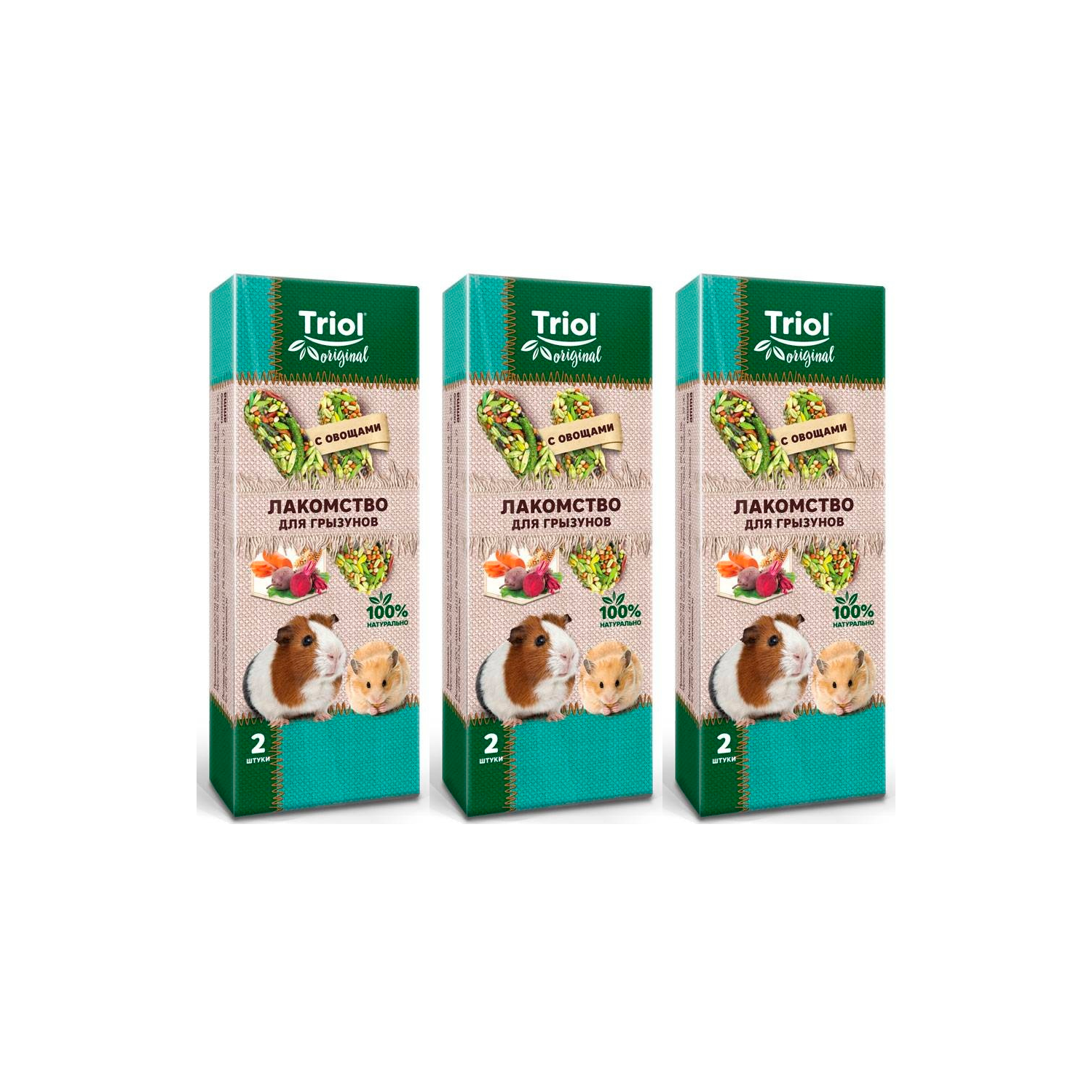 

Лакомство для грызунов Triol Original с овощами, 3 шт по 50 г, с овощами