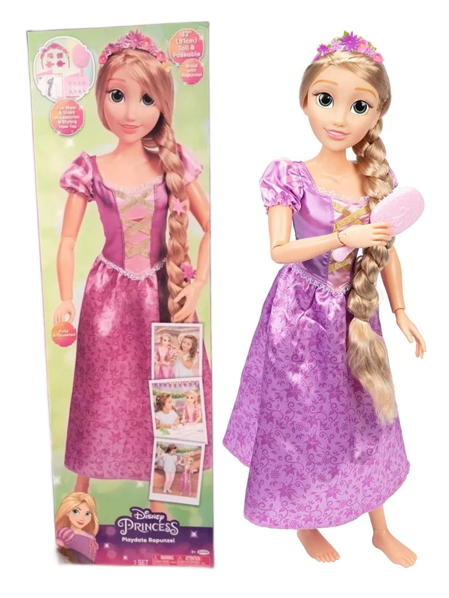 Кукла Disney Рапунцель 80 см Дисней с расческой и заколками для волос кукла paola reina пилар в клетчатом платье с повязкой для волос 32 см