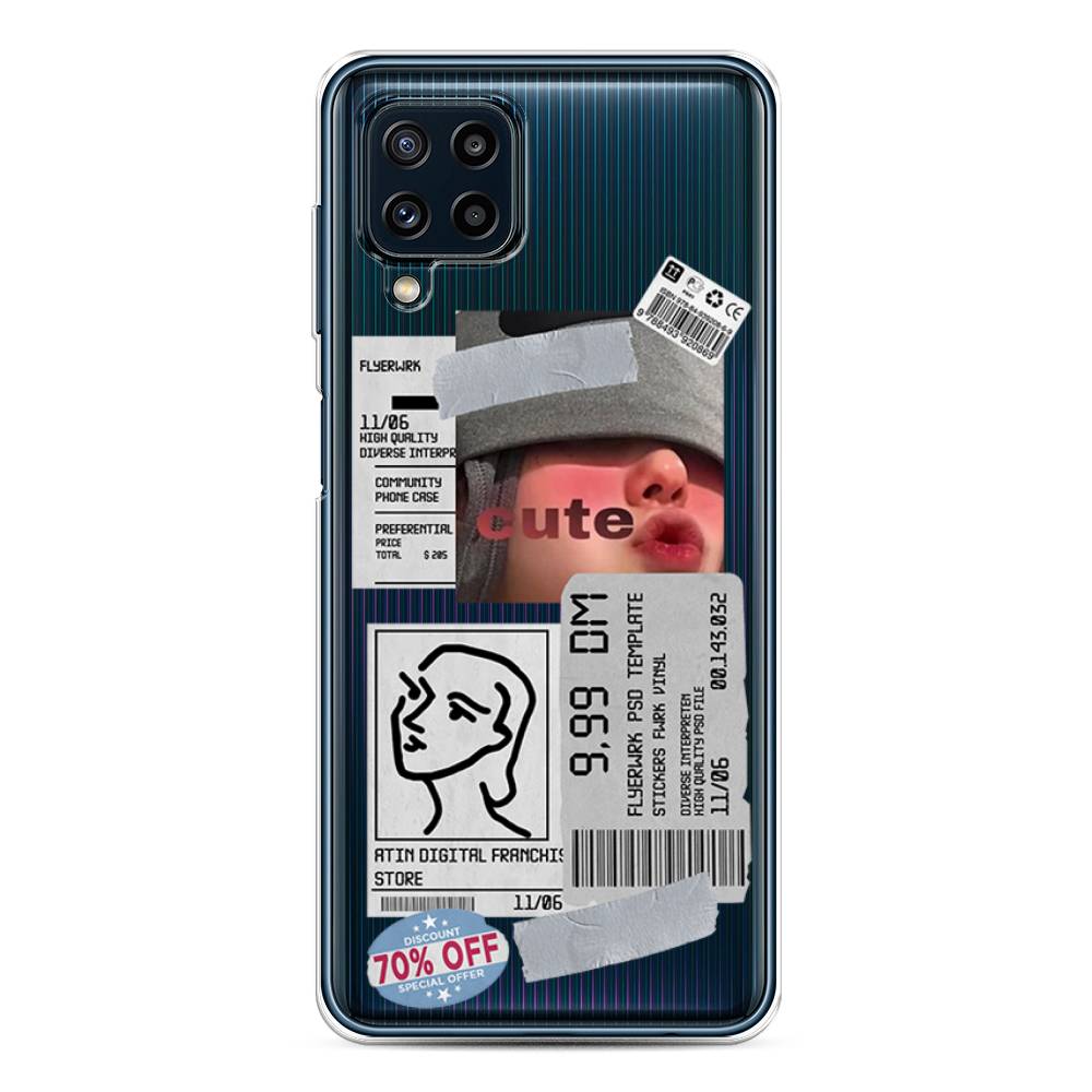 

Чехол на Samsung Galaxy A22/M22/M32 "Cute girl collage", Розовый;серый;голубой, 2103550-6