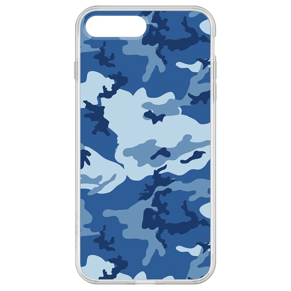 

Чехол-накладка Krutoff Clear Case Камуфляж синий для iPhone 8 Plus, Прозрачный