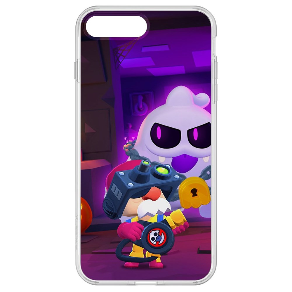 

Чехол-накладка Krutoff Clear Case Brawl Stars-Охотник за Скуиками Гэйл для iPhone 8 Plus, Прозрачный