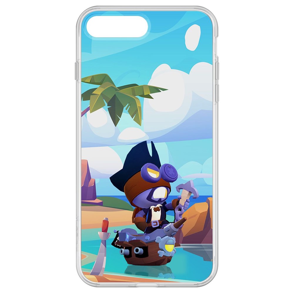 

Чехол-накладка Krutoff Clear Case Brawl Stars-Темный Корсар Карл для iPhone 8 Plus, Прозрачный