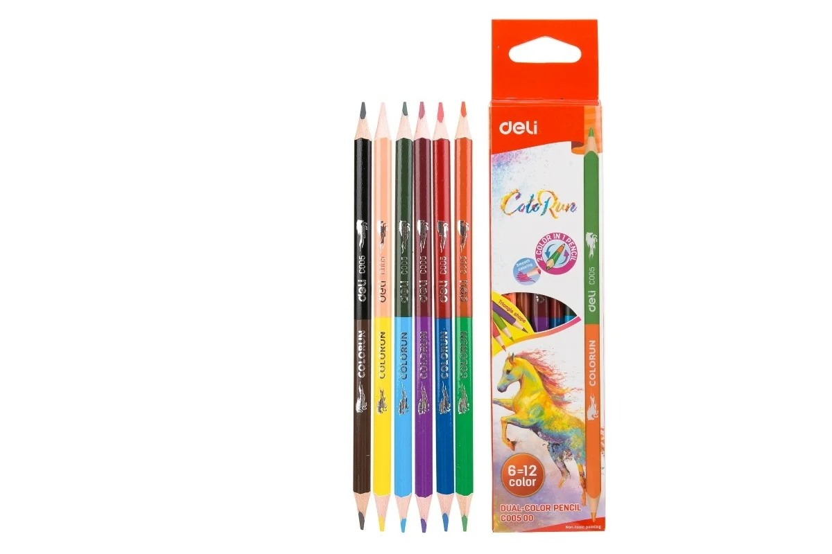 

Карандаши 12цв. Deli ColoRun липа 2-х сторонние, Разноцветные