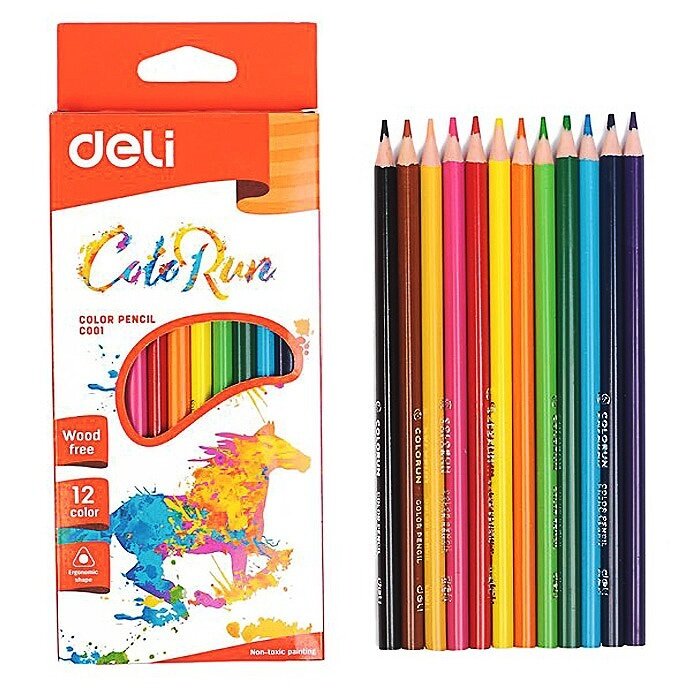 

Карандаши 12цв. Deli ColoRun трехгран. пластик (24/144), Разноцветные
