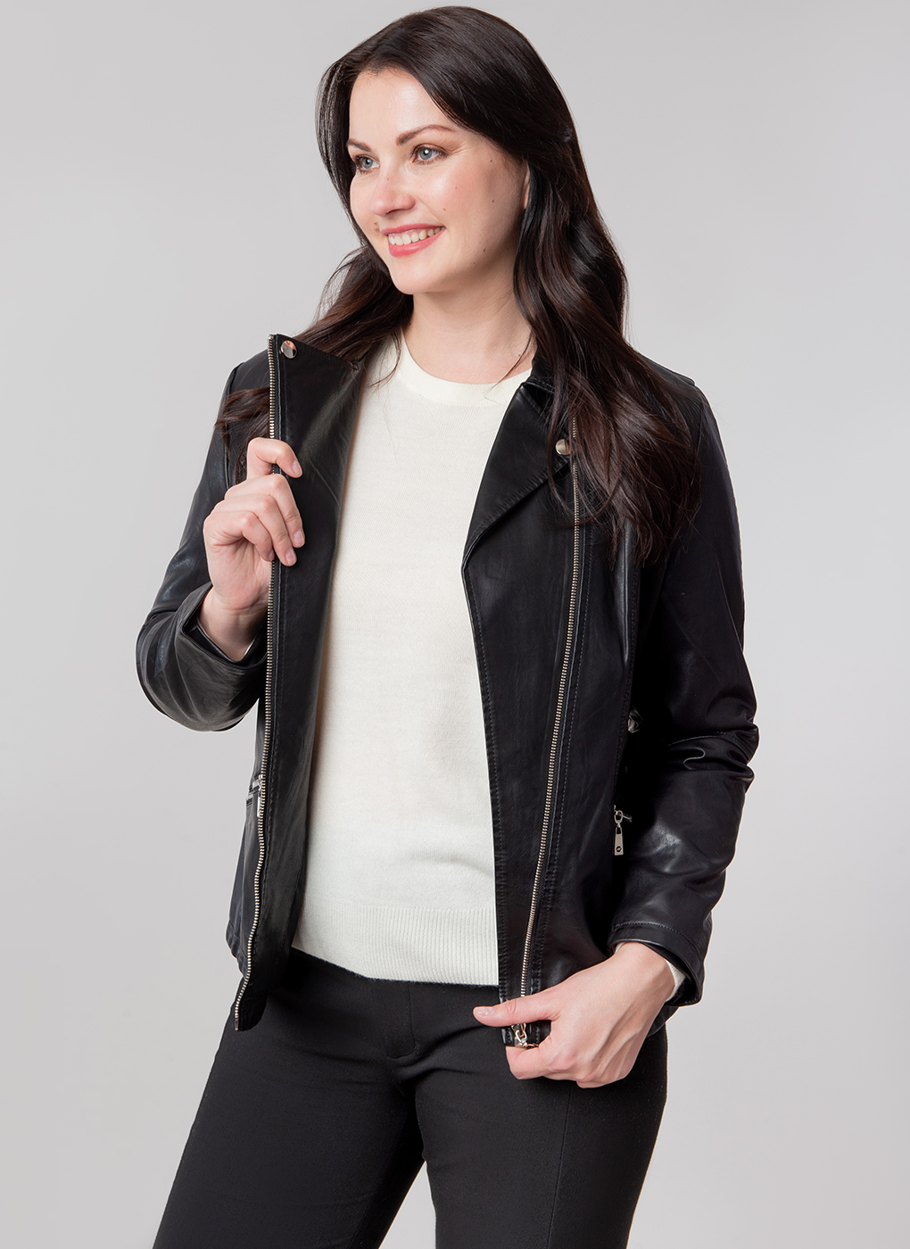 

Кожаная куртка женская ElinaECO 60873 черная 50 RU, 60873