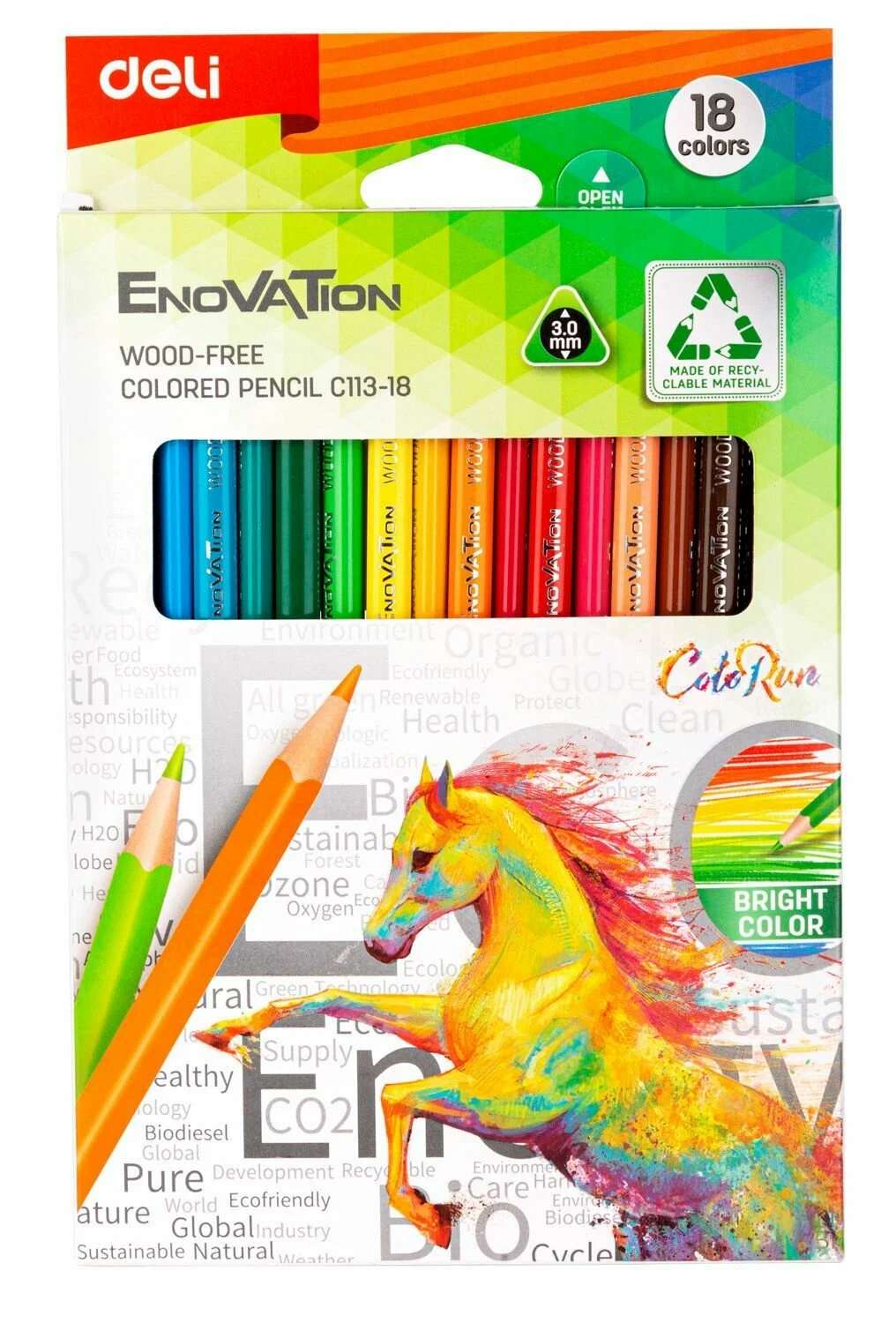 

Карандаши 18цв. Deli Enovation трехгран. пластик, Разноцветные