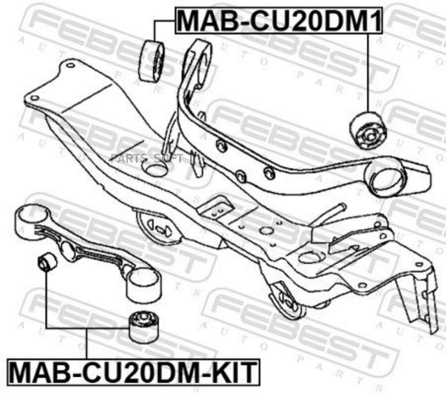 

Сайлентблок опоры заднего дифференциала MITSUBISHI Outlander I FEBEST MAB-CU20DM-KIT