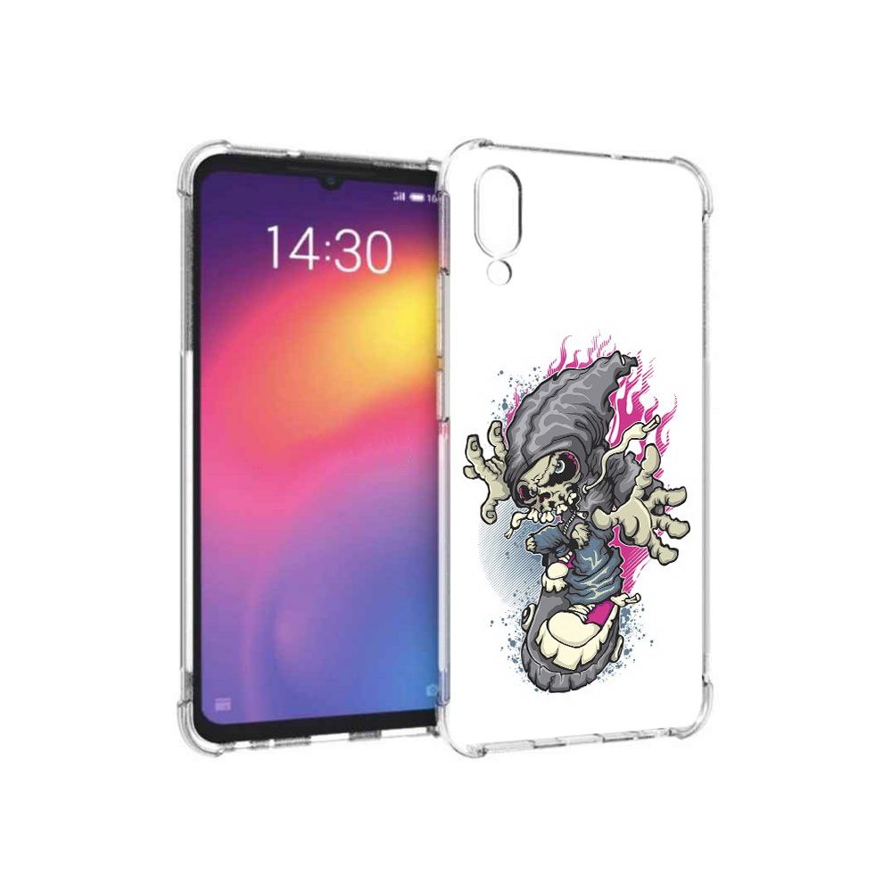 фото Чехол mypads tocco для meizu note 9 нарисованный скелет на скейт борде (pt134513.88.512)