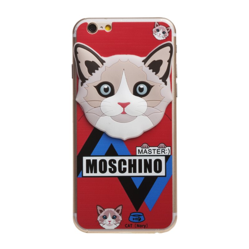 

Защитное стекло 2,5D для iPhone 6/6S "Moschino" на переднюю и заднюю часть "Кот Барсик" (к
