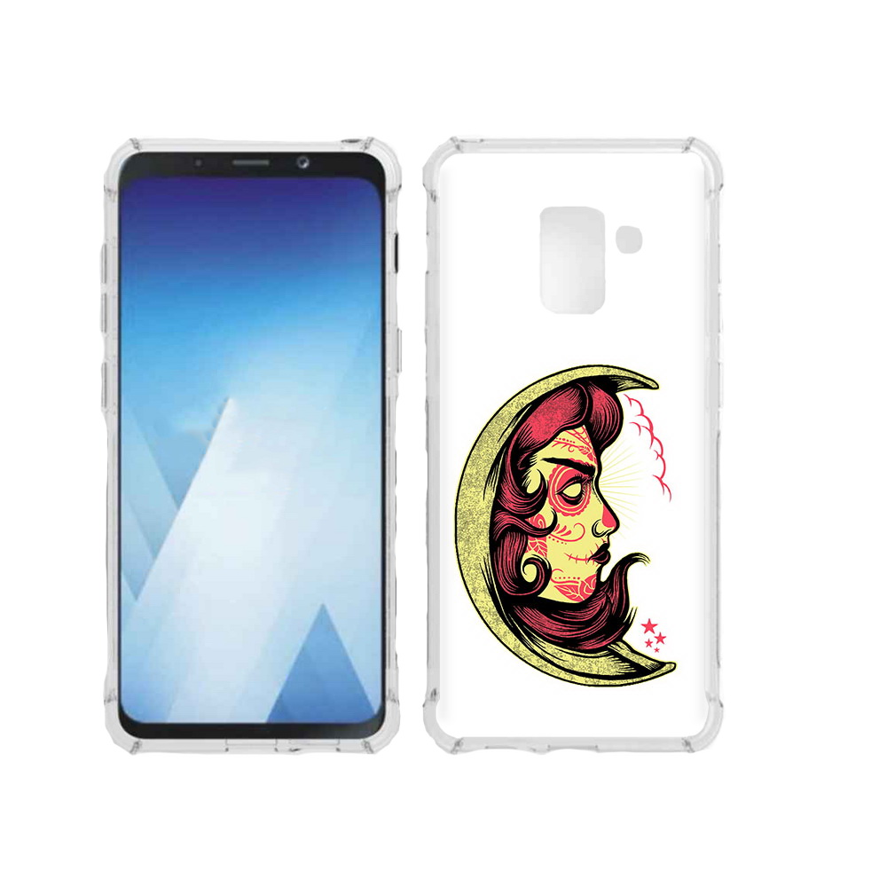 

Чехол MyPads Tocco для Samsung Galaxy A5 (2018) желтый полумесяц с лицом девушки, Прозрачный, Tocco