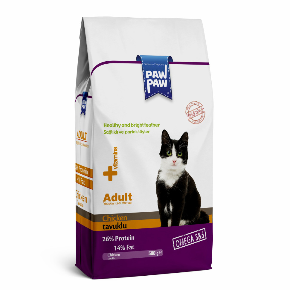 Сухой корм для кошек Pawpaw Adult Cat Food with Chicken с курицей, 500 г