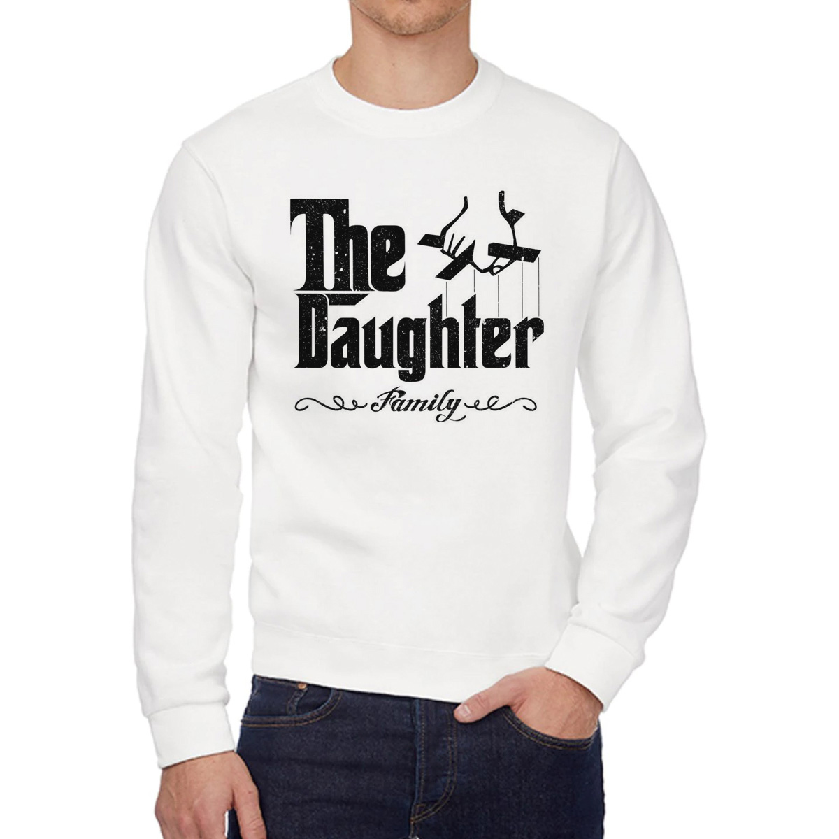

Свитшот женский CoolPodarok Прикол Семья The daughter Дочь белый 50 RU, W0151838