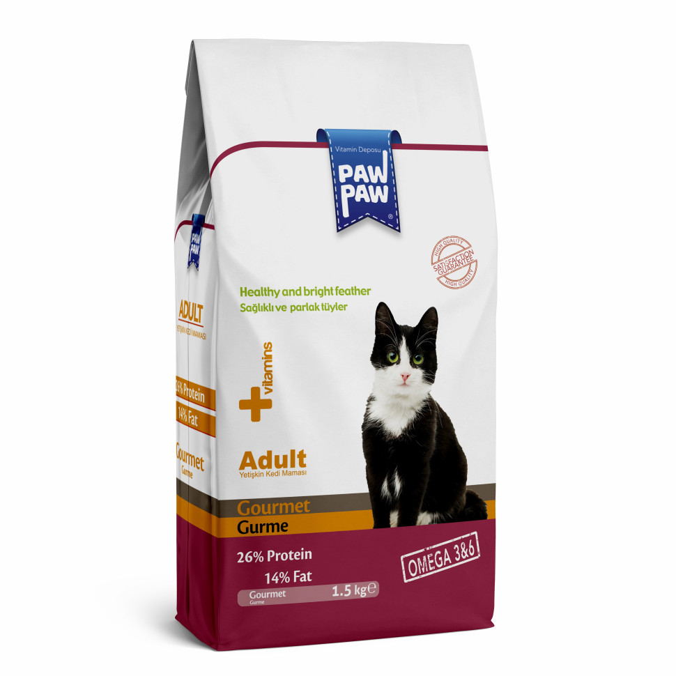 

Сухой корм для кошек Pawpaw Adult Cat Food Gourmet с бараниной, 1,5 кг