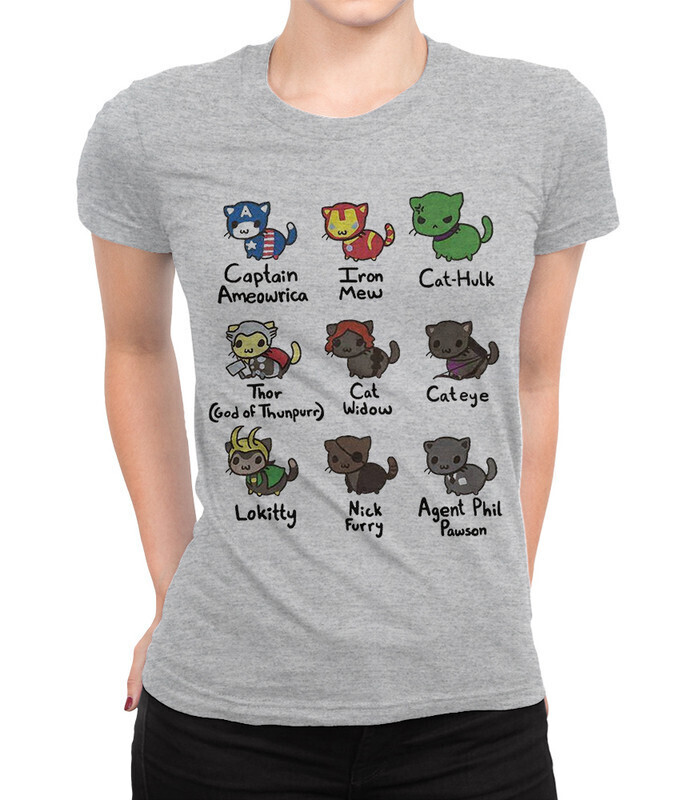 

Футболка женская Dream Shirts Котики мяустители 10006241 серая 2XL, Котики мяустители 10006241